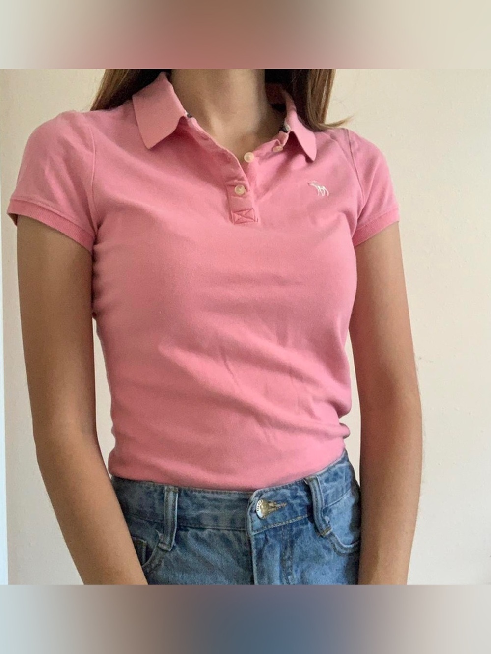 Y2K Era Abercrombie & Fitch Pink Short-Sleeve Polo Top, Extra Small